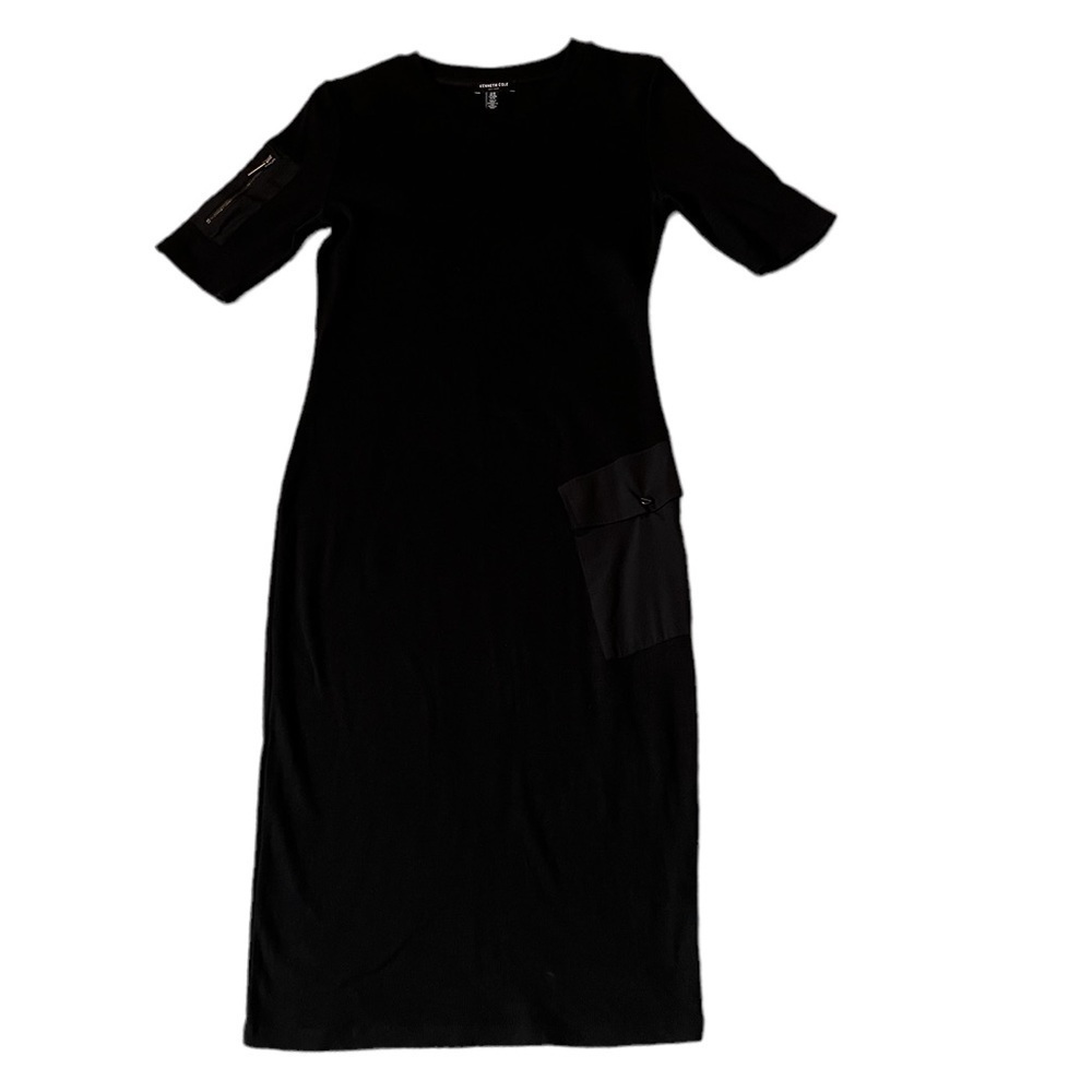 Kenneth Cole black long T-shirt dress with side pockets size m